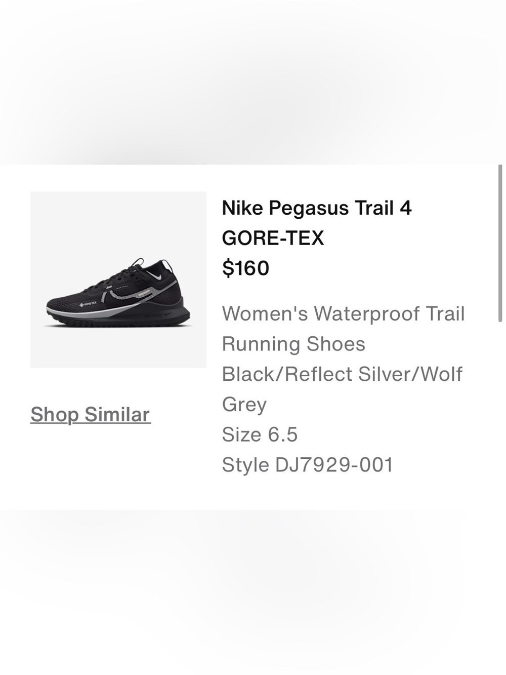 Nike Women's Pegasus Trail GORE-TEX Running Shoes - Black/Reflective Silver